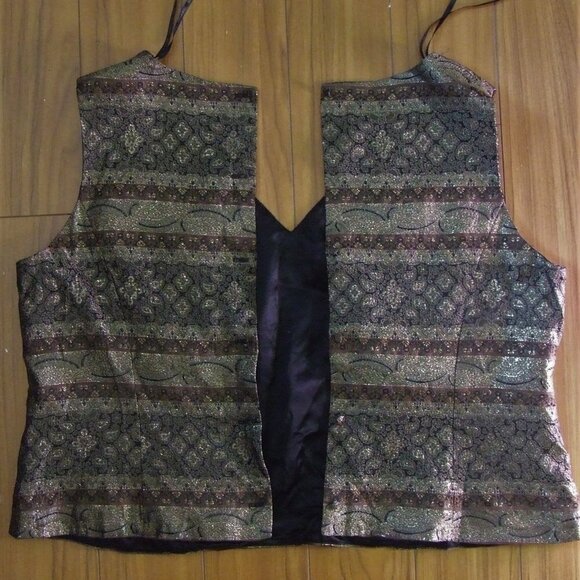 Scott McLintock blouse metallic plus size sleeveless top gold vintage sparkles - Picture 13 of 13